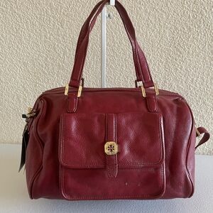 Tory Burch Burgundy Leather Satchel